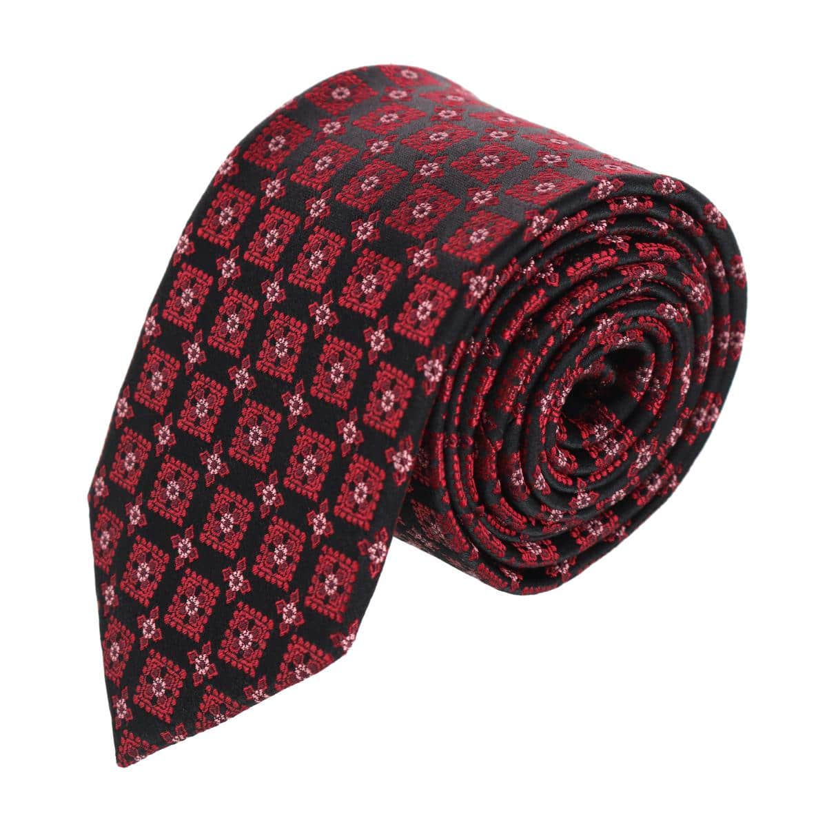 Azzimato Diamond Stately Silk Necktie - Red