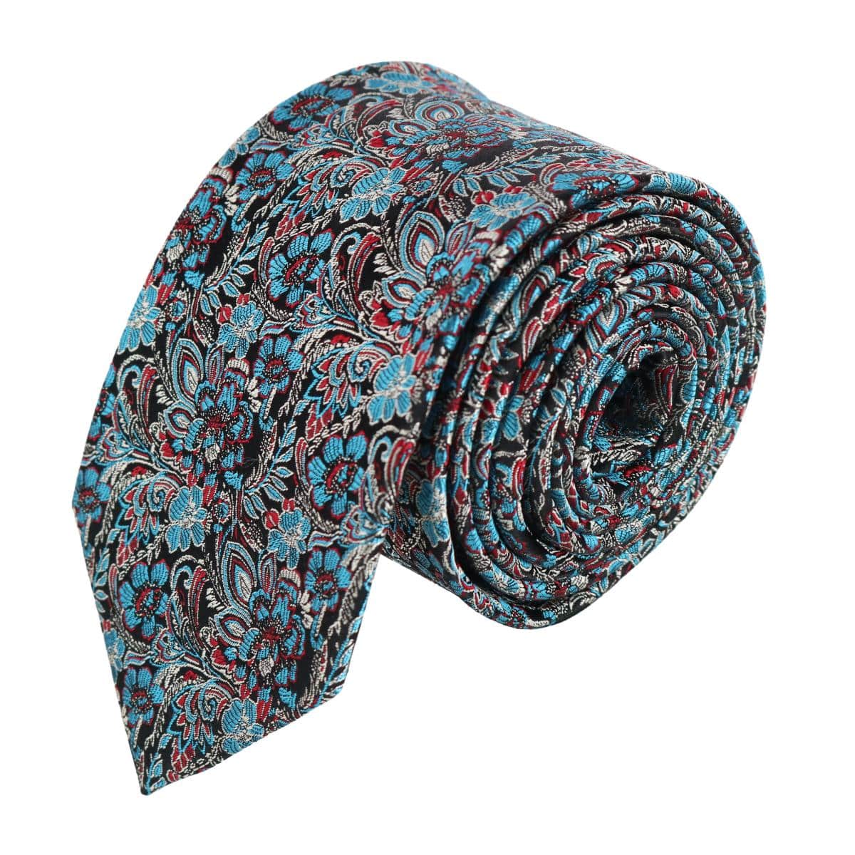 Enzo Exploded Floral Silk Necktie by Trafalgar Men's Accessories