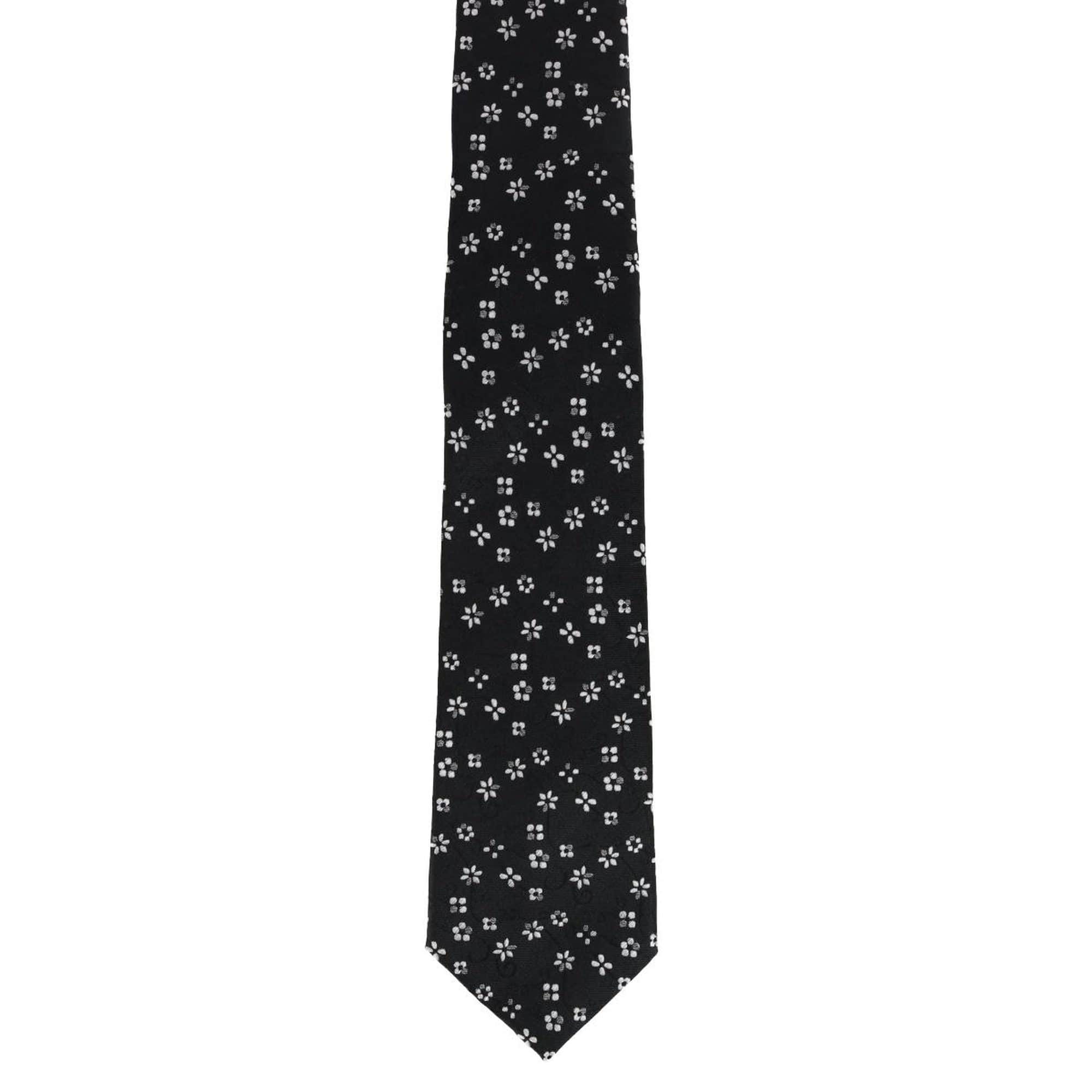 Tudor Daisy & Gatsby Silk Tie and Pocket Square Bundle - Black with White