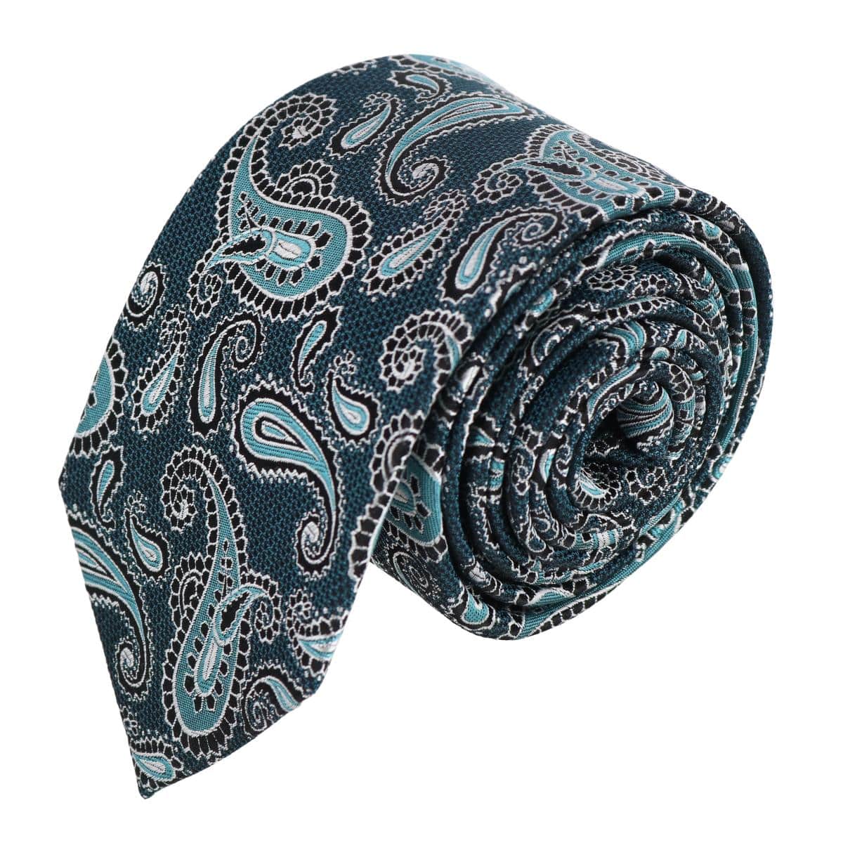 Wharton Wavy Paisley Silk Novelty Necktie - Green