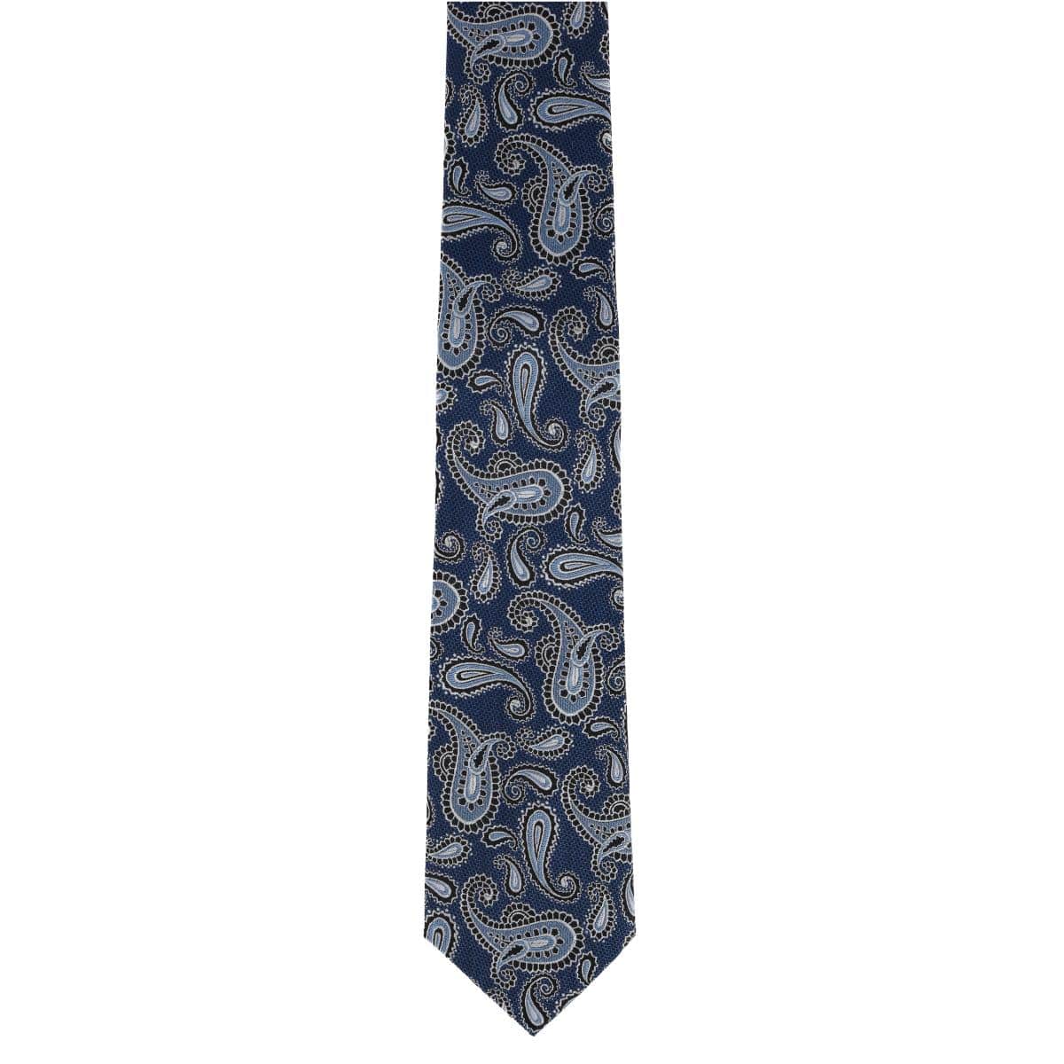 Wharton Wavy Paisley Silk Novelty Necktie - Navy Blue