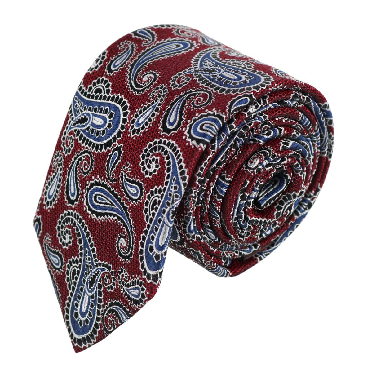 Wharton Wavy Paisley Silk Novelty Necktie - Red