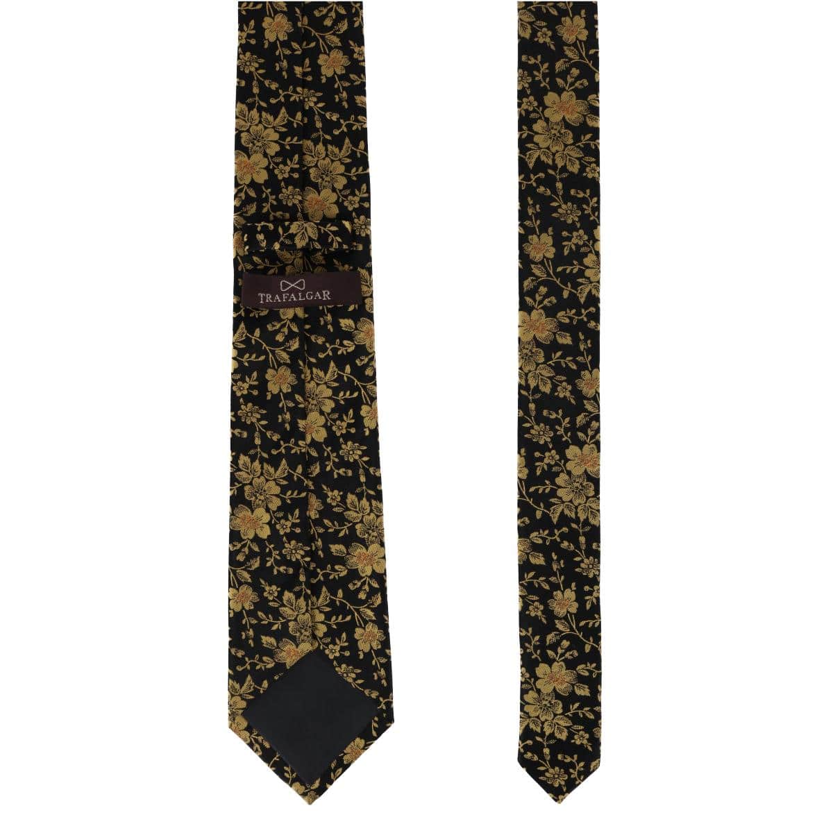 Midas Floral Novelty Silk Necktie - Black and Gold