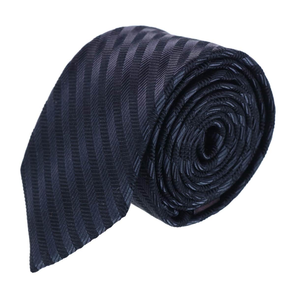 Nathanial Regal Patterned Diagonal Line Silk Business Necktie - Black