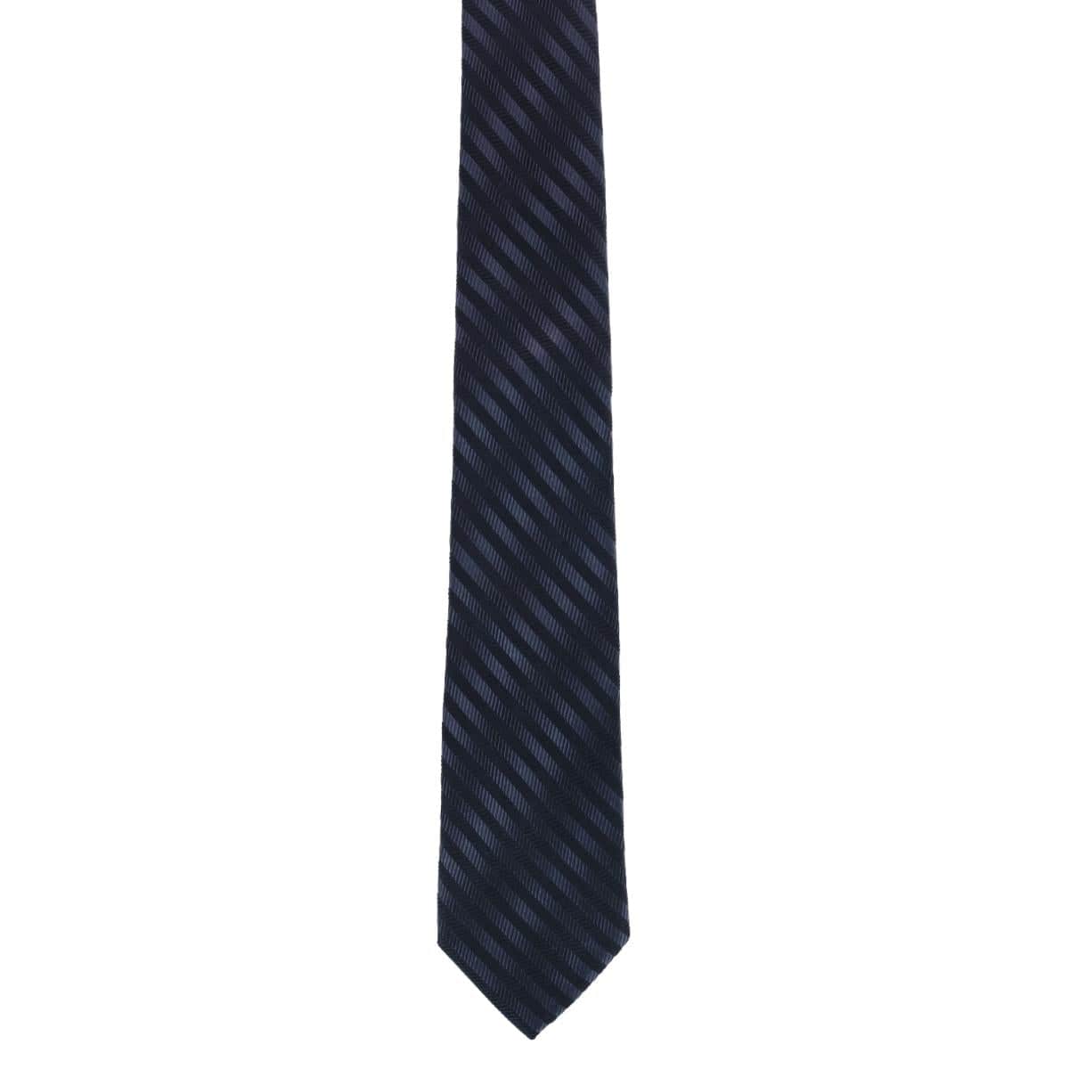 Nathanial Regal Patterned Diagonal Line Silk Business Necktie - Black