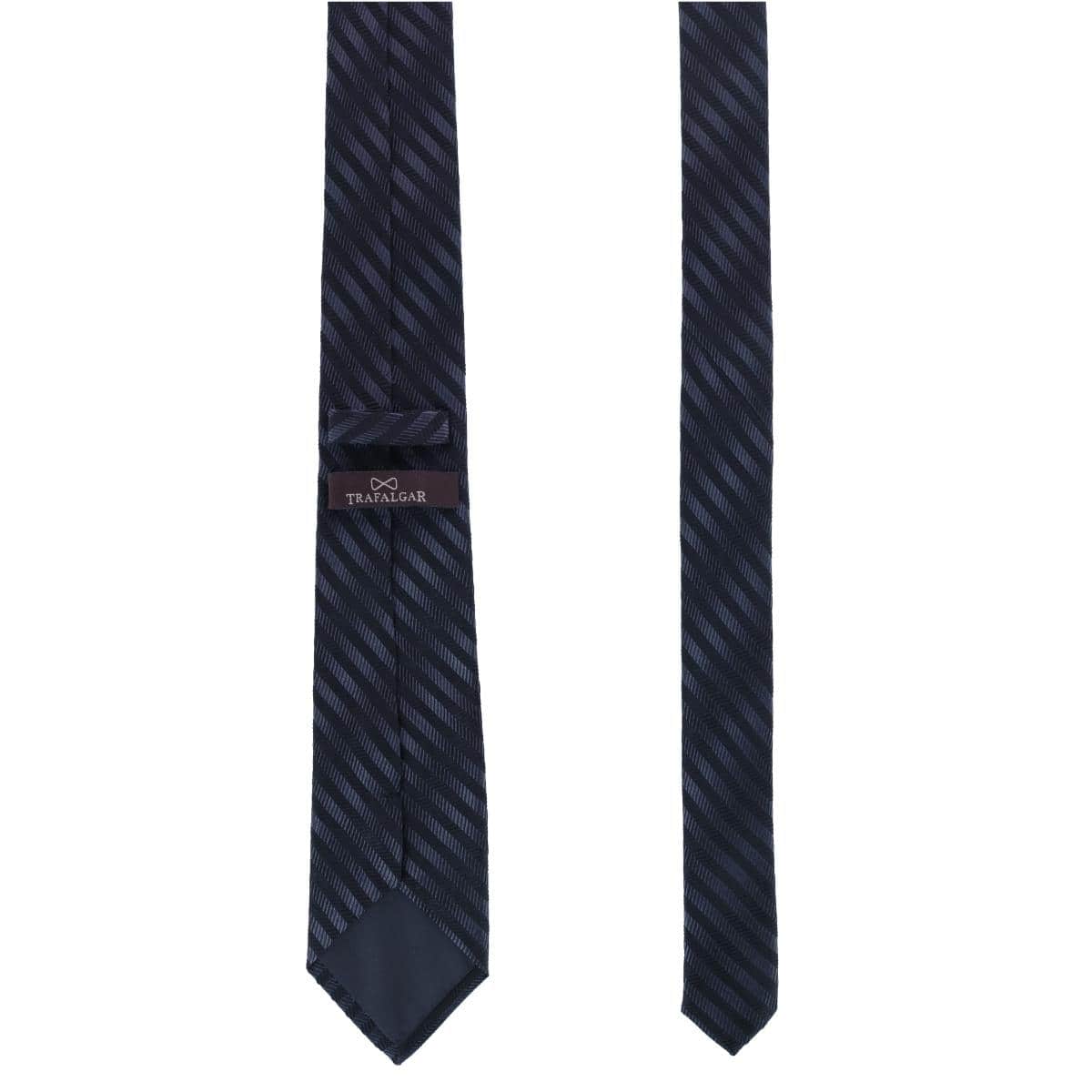 Nathanial Regal Patterned Diagonal Line Silk Business Necktie - Black