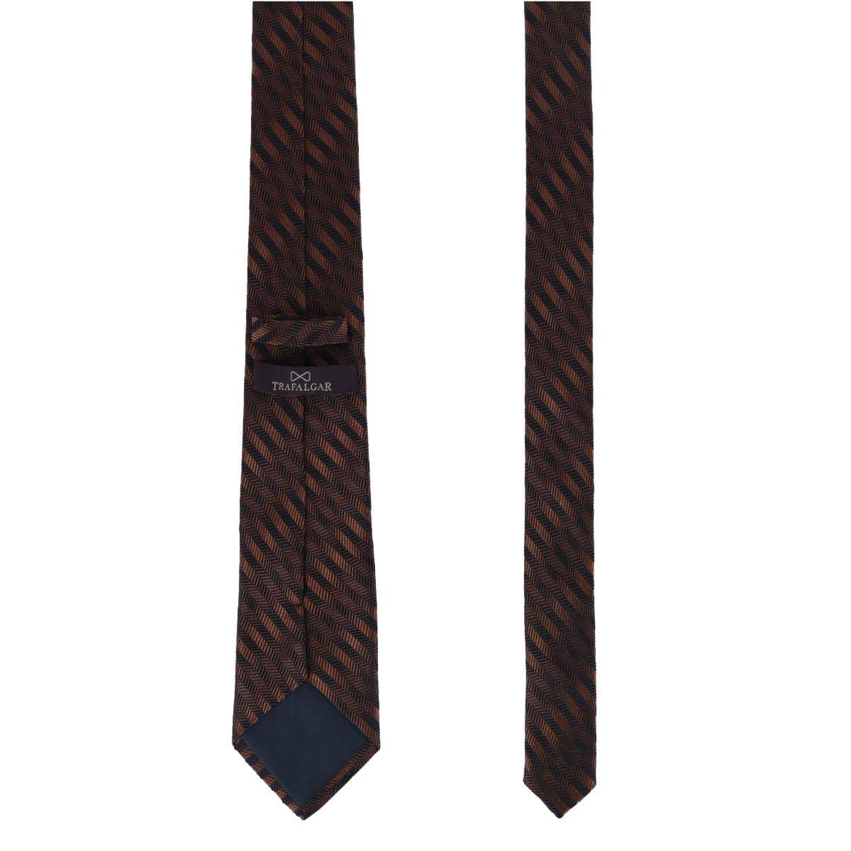 Nathanial Regal Patterned Diagonal Line Silk Business Necktie - Brown
