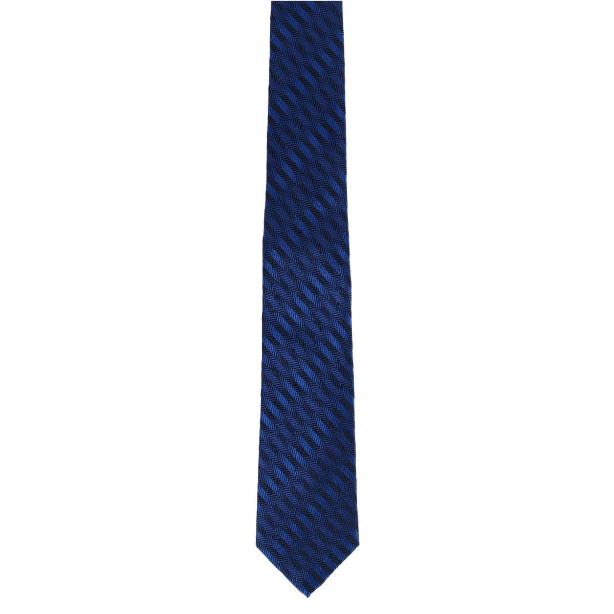 Nathanial Regal Patterned Diagonal Line Silk Business Necktie - Royal Blue