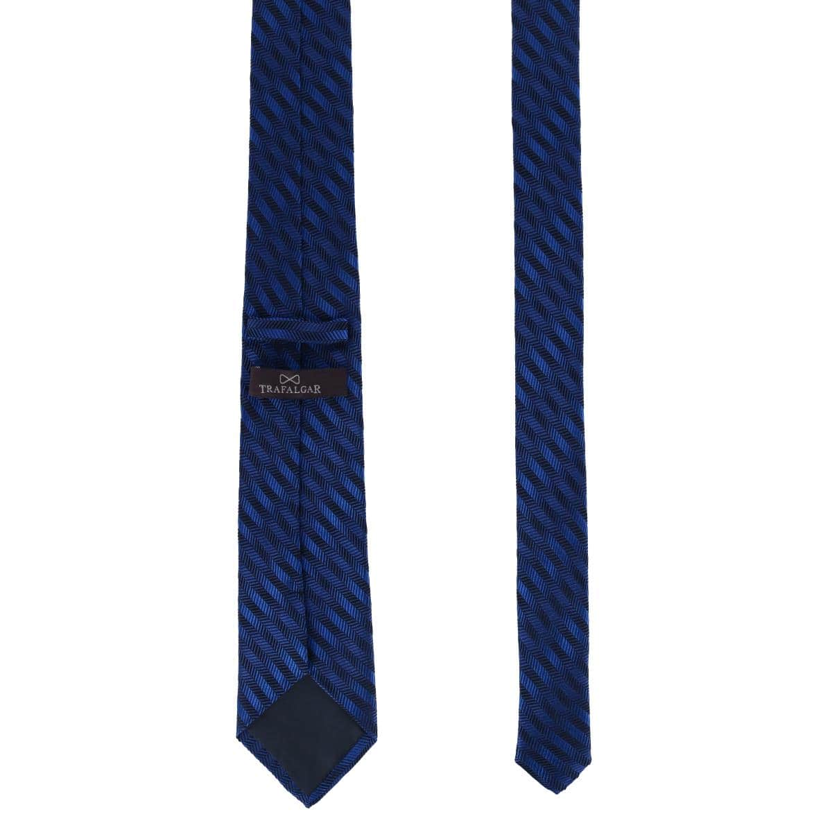 Nathanial Regal Patterned Diagonal Line Silk Business Necktie - Royal Blue
