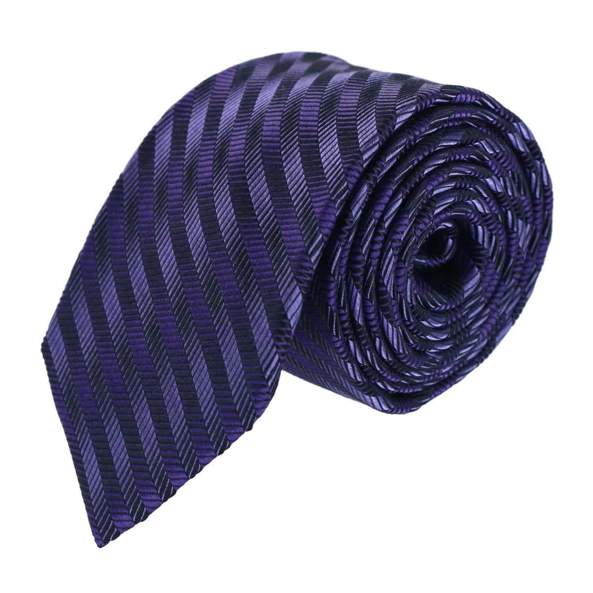 Nathanial Regal Patterned Diagonal Line Silk Business Necktie - Purple