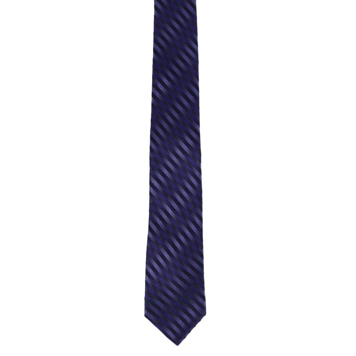 Nathanial Regal Patterned Diagonal Line Silk Business Necktie - Purple