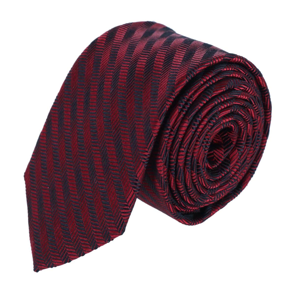 Nathanial Regal Patterned Diagonal Line Silk Business Necktie - Red