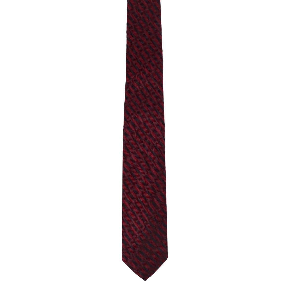 Nathanial Regal Patterned Diagonal Line Silk Business Necktie - Red