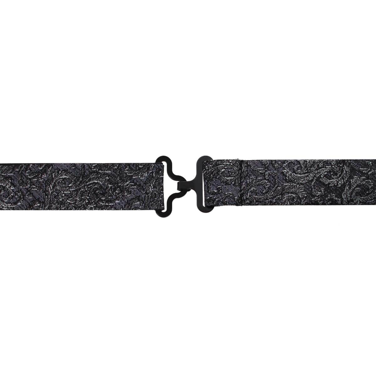 Esteban Scrolling Vines Tone on Tone Patterned Silk Bow Tie - Silver and Black