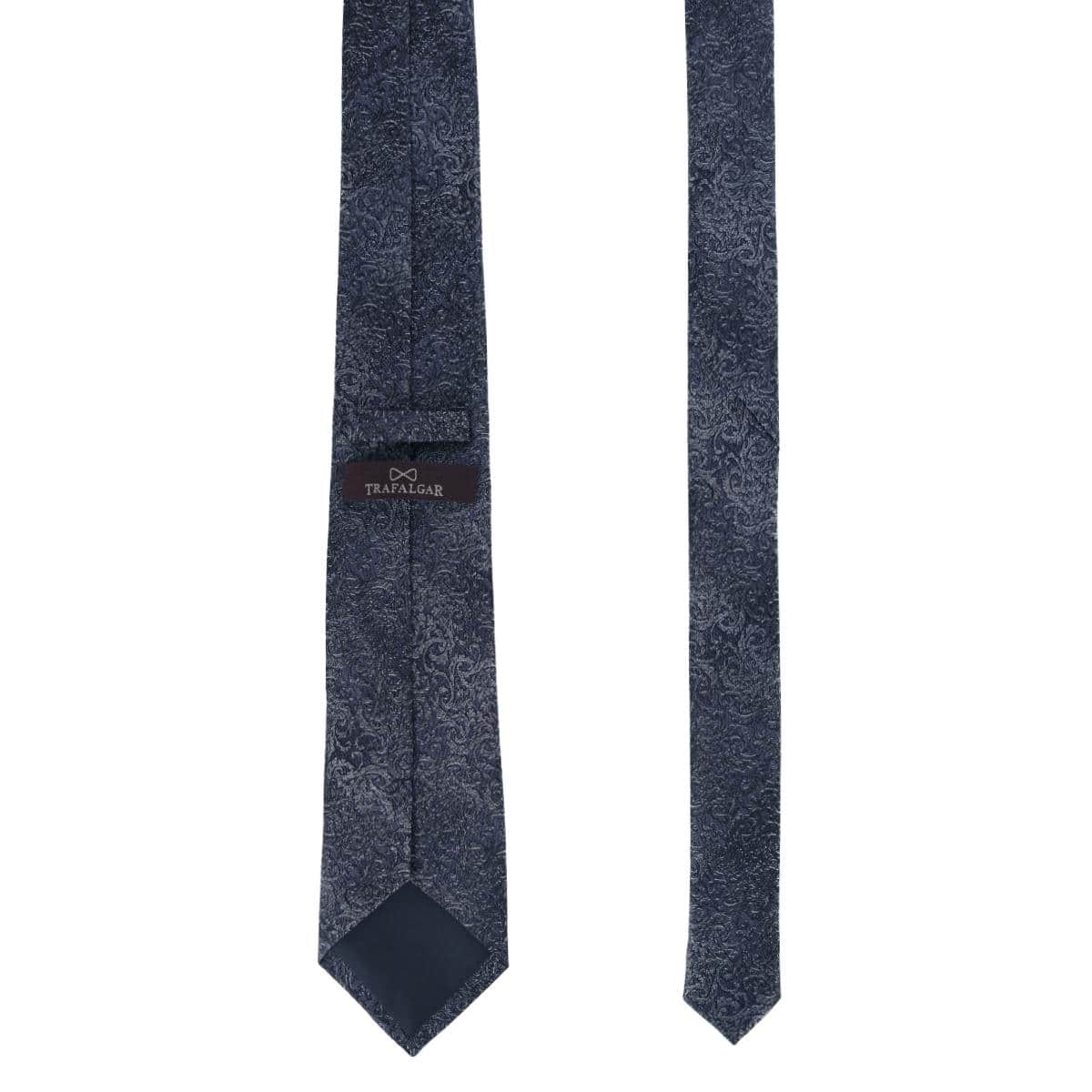 Esteban Scrolling Vines Tone on Tone Patterned Silk Necktie - Silver and Black