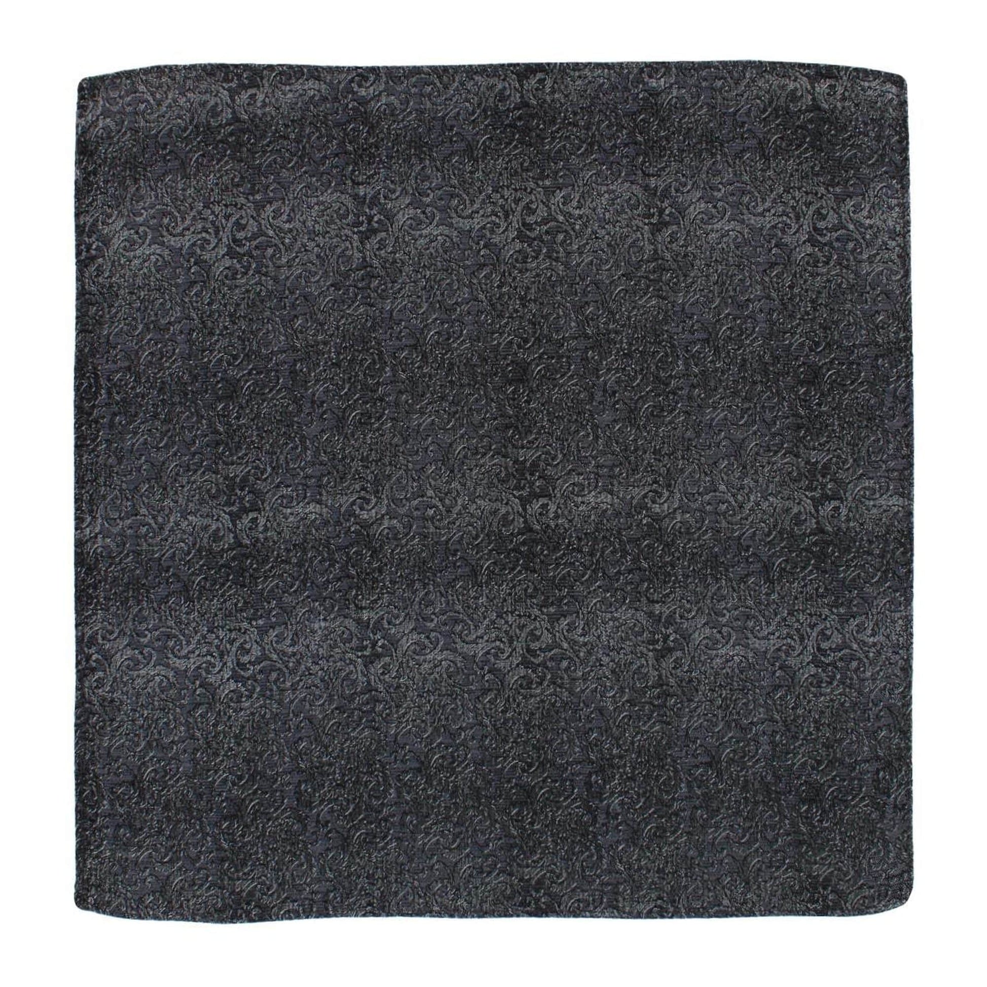 Esteban Scrolling Vines Silk Necktie and Pocket Square Bundle - Silver and Black
