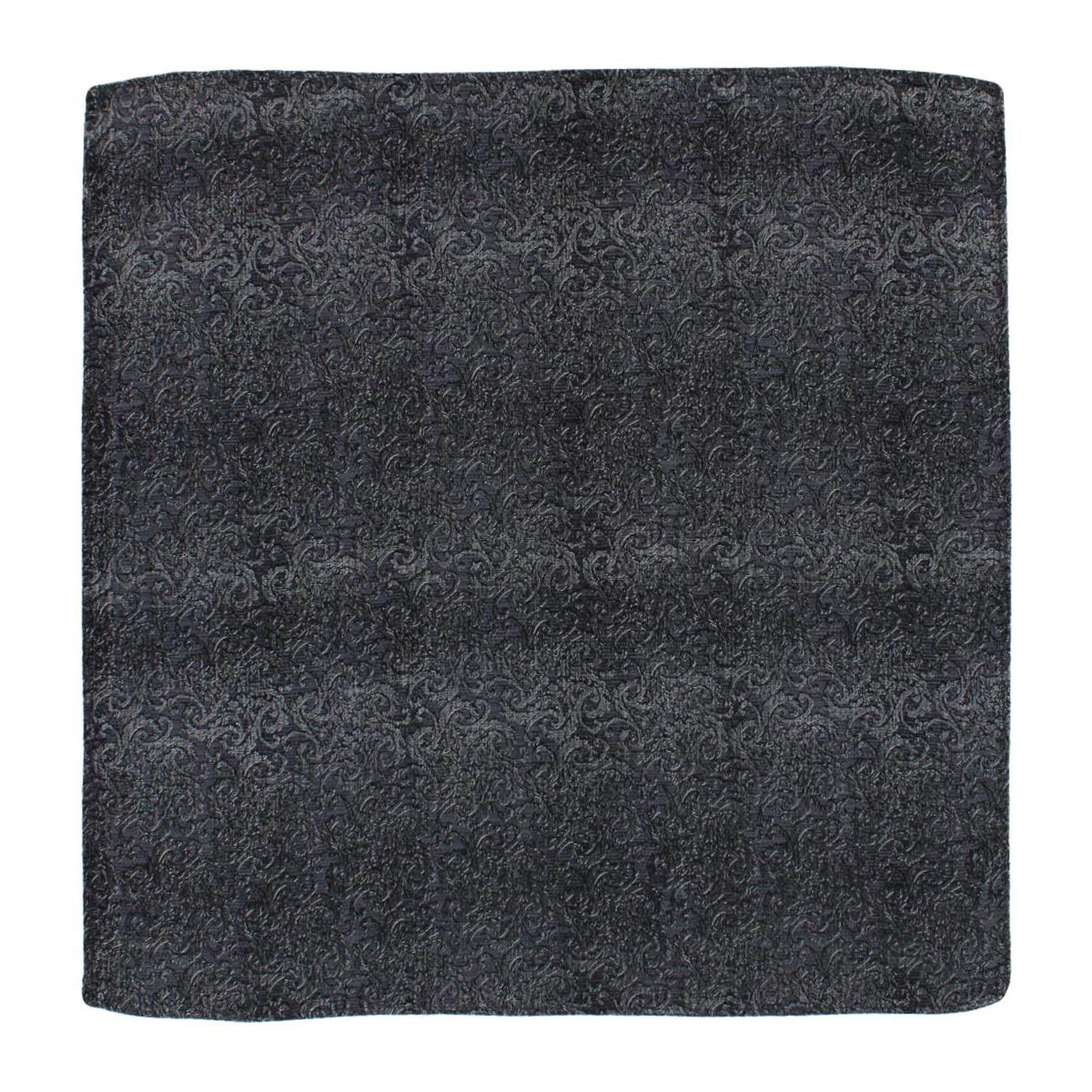 Esteban Scrolling Vines Silk Necktie and Pocket Square Bundle - Silver and Black