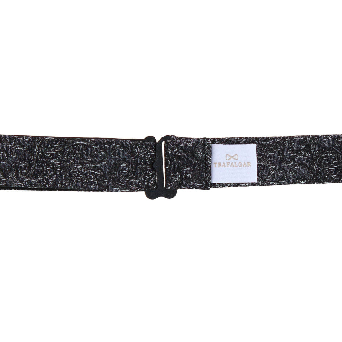Esteban Scrolling Vines Tone on Tone Patterned Silk Self Tie Bow Tie - Silver and Black