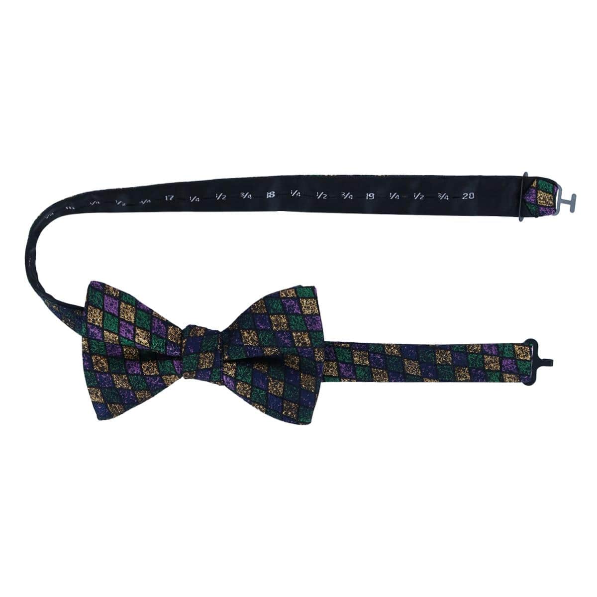 Carnival Diamond Multi-Colored Novelty Silk Bow Tie - Green, Yellow, and Purple