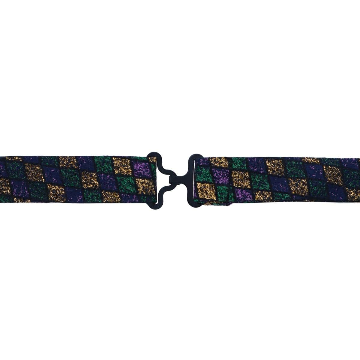Carnival Diamond Multi-Colored Novelty Silk Bow Tie - Green, Yellow, and Purple