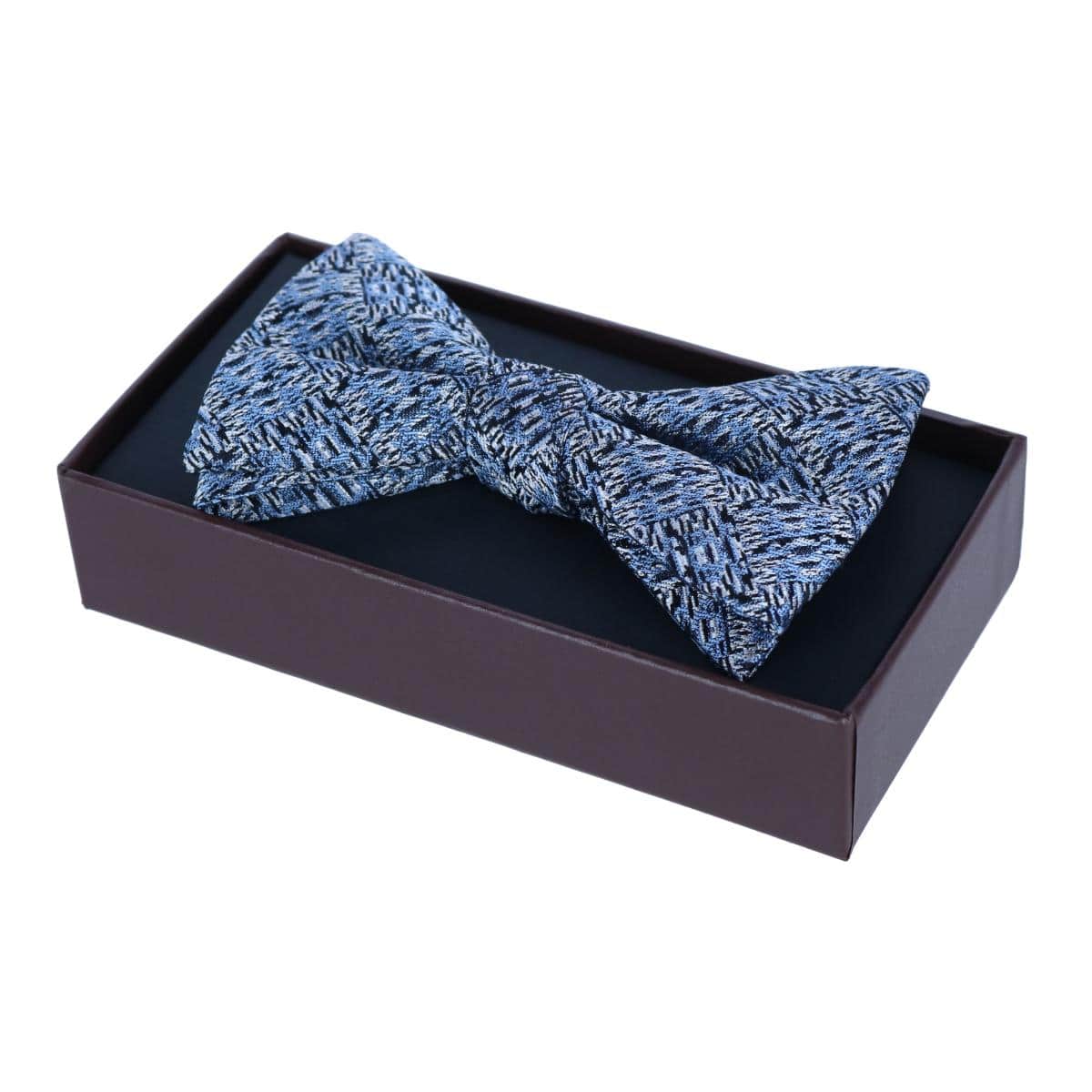 Benito's Blue Basketweave Pattern Silk Novelty Bow Tie - Light Blue