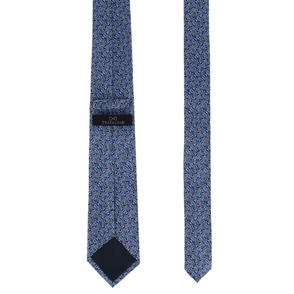 Benito's Blue Basketweave Patterned Silk Novelty Necktie - Light Blue