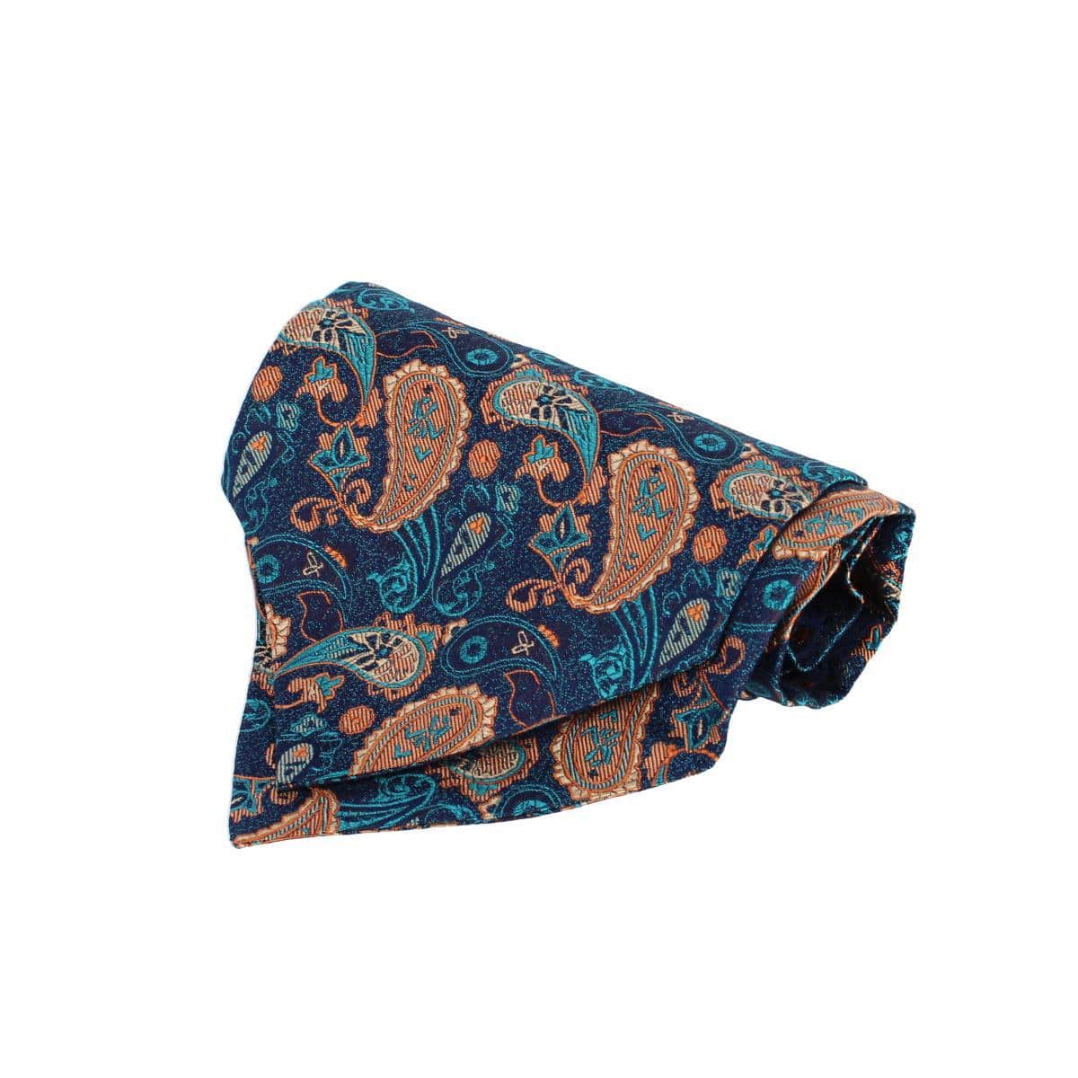 The Prince Stately Paisley Silk Ascot - Blue Paisley