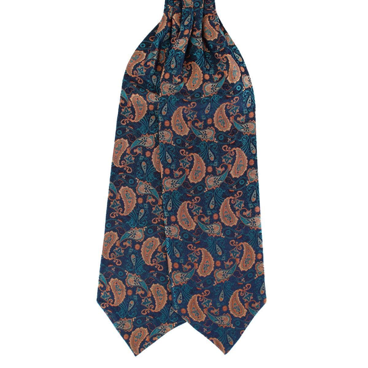 The Prince Stately Paisley Silk Ascot - Blue Paisley