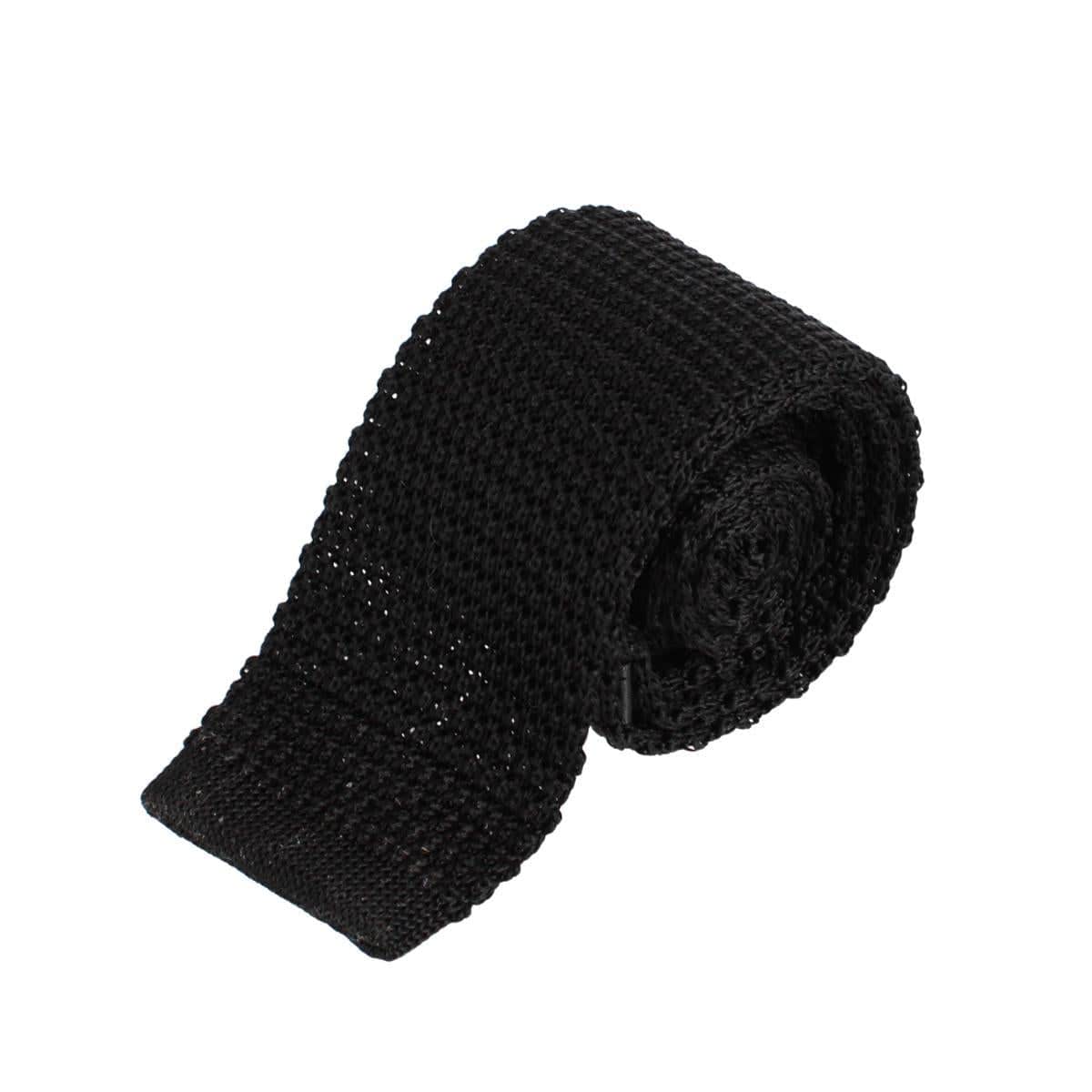 Zion Knit Silk Solid Colored Necktie - Black