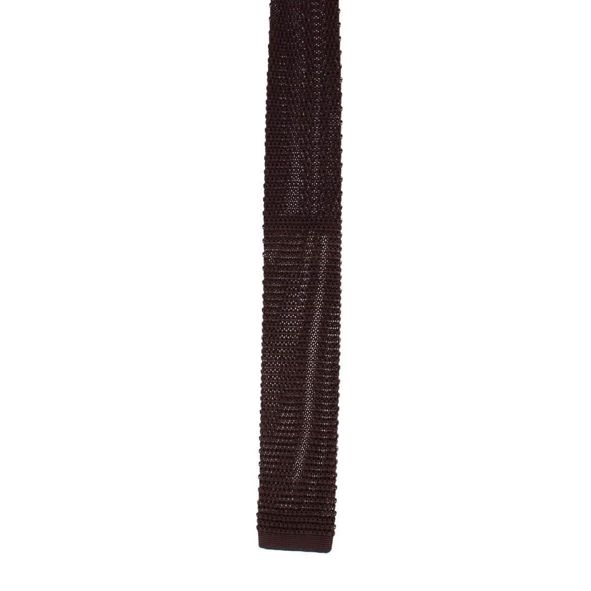 Zion Knit Silk Solid Colored Necktie - Brown