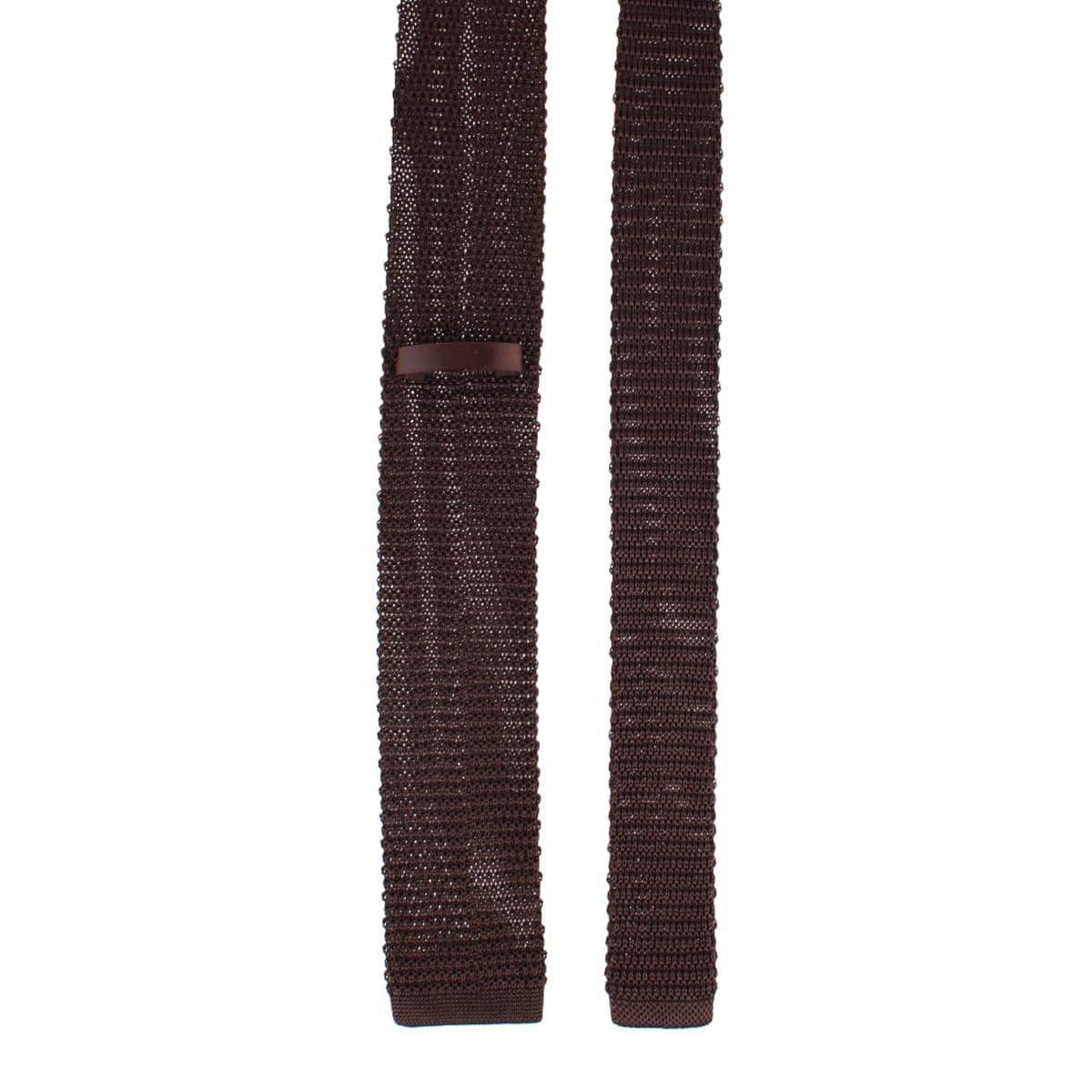 Zion Knit Silk Solid Colored Necktie - Brown