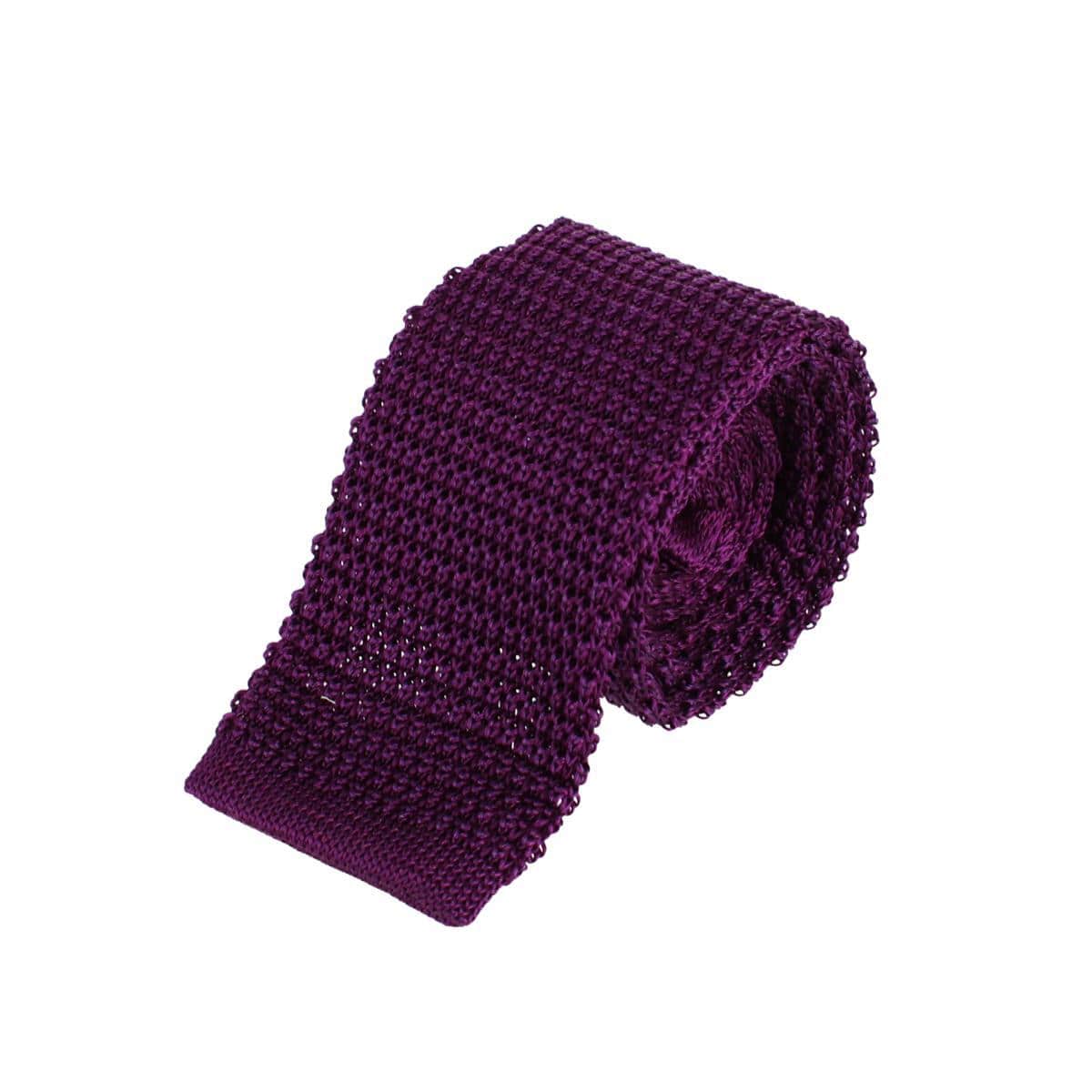 Zion Knit Silk Solid Colored Necktie - Purple