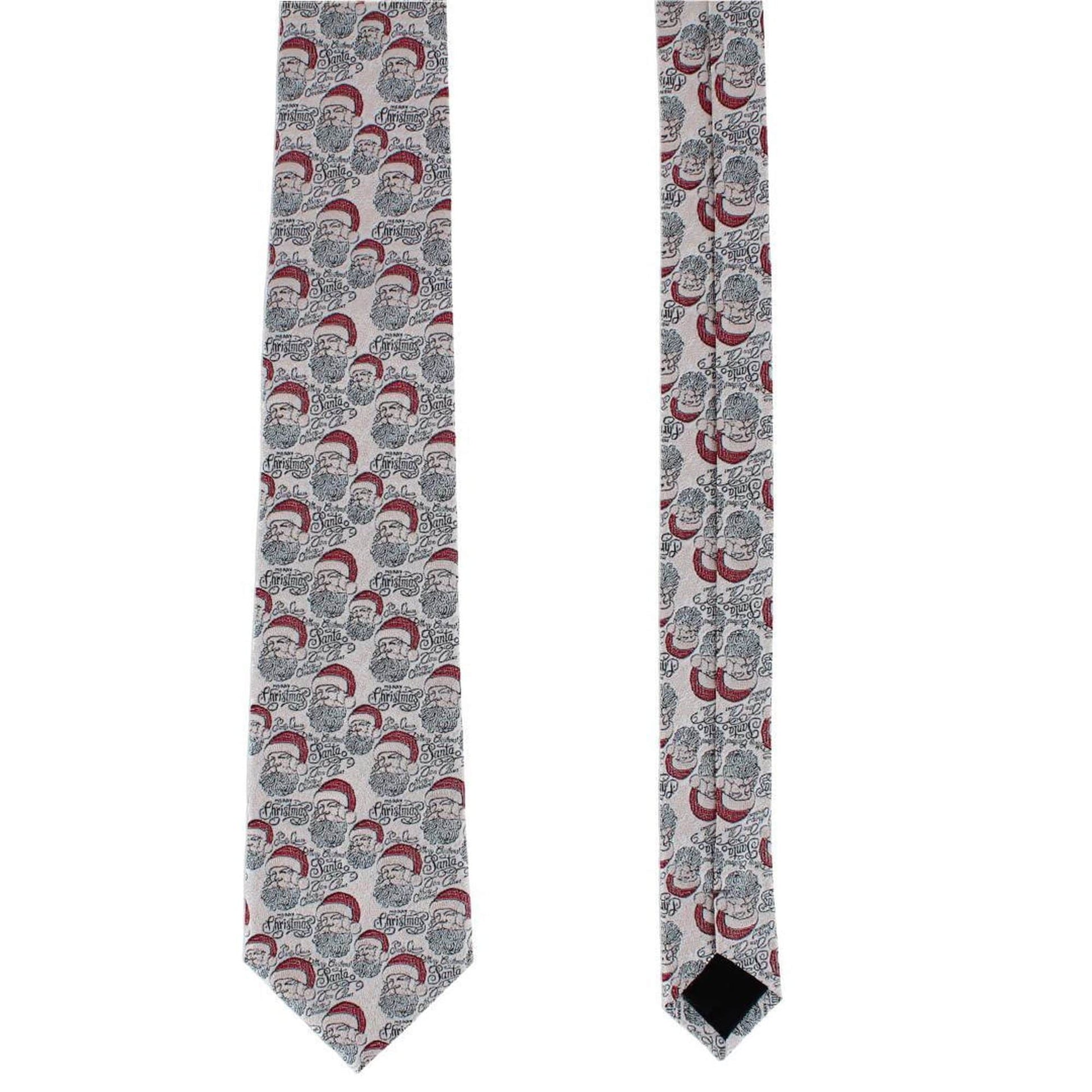Santa Claus Is Watching Silk Tie and Pocket Square Bundle - Cream