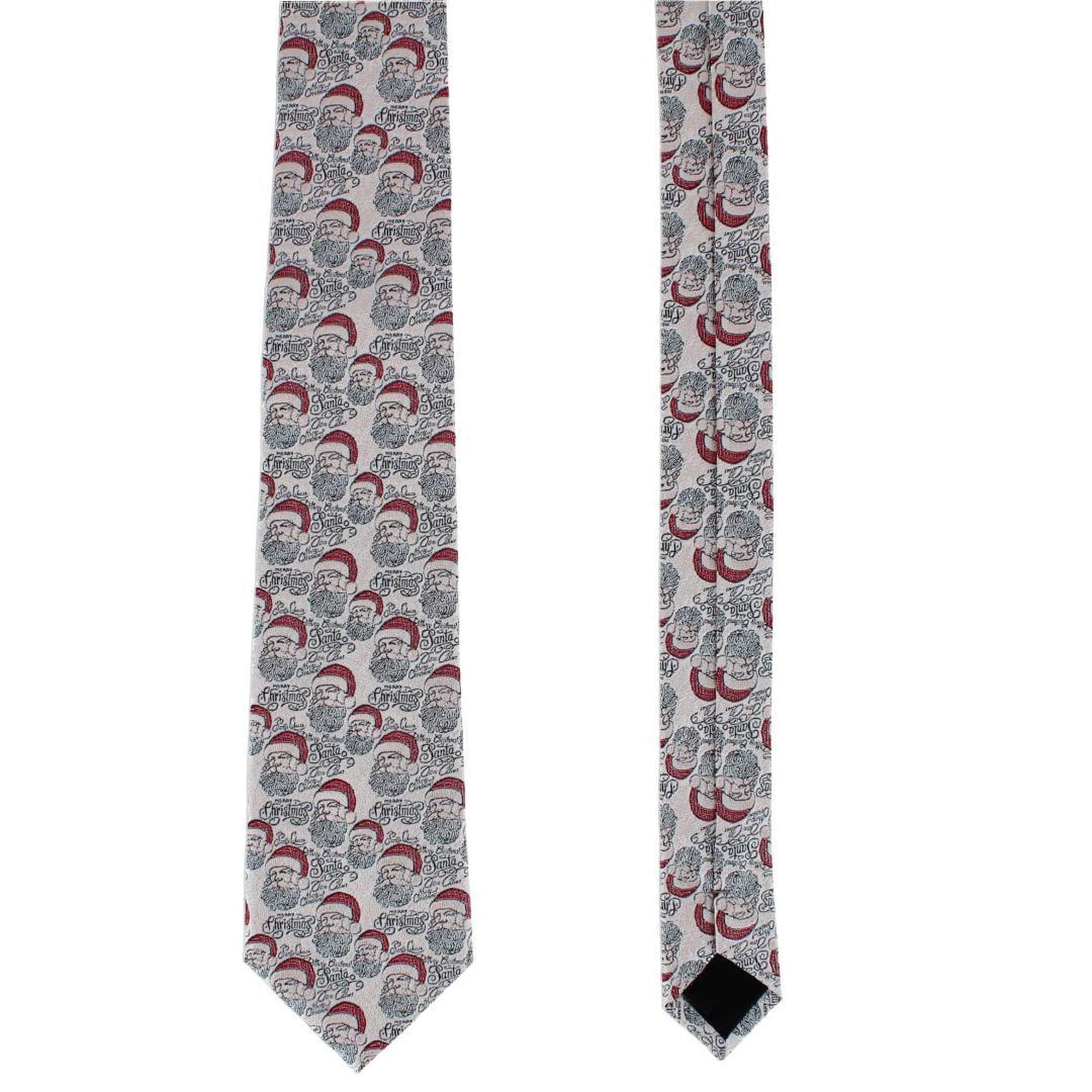 Santa Claus Is Watching Silk Tie and Pocket Square Bundle - Cream