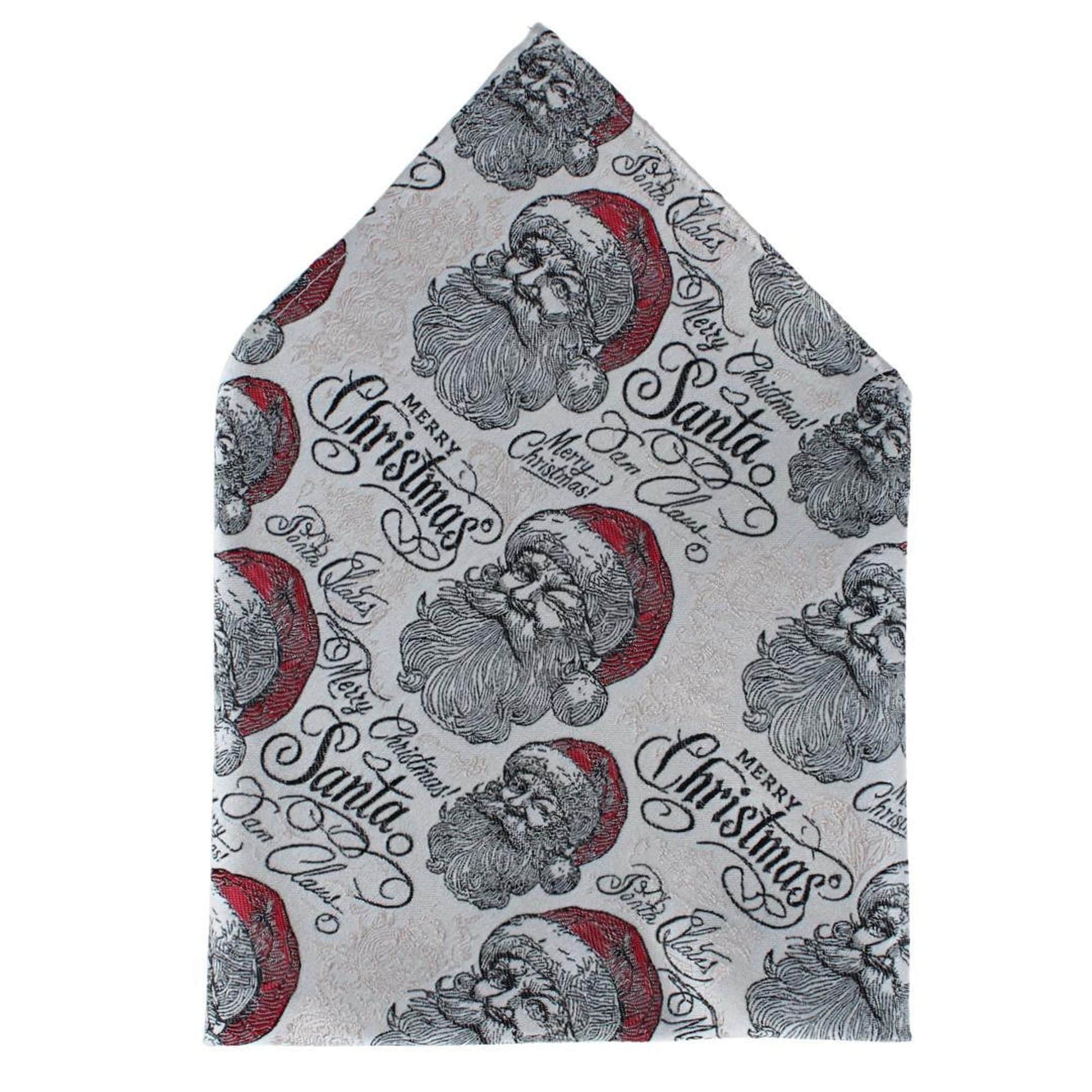 Santa Claus Is Watching Silk Tie and Pocket Square Bundle - Cream
