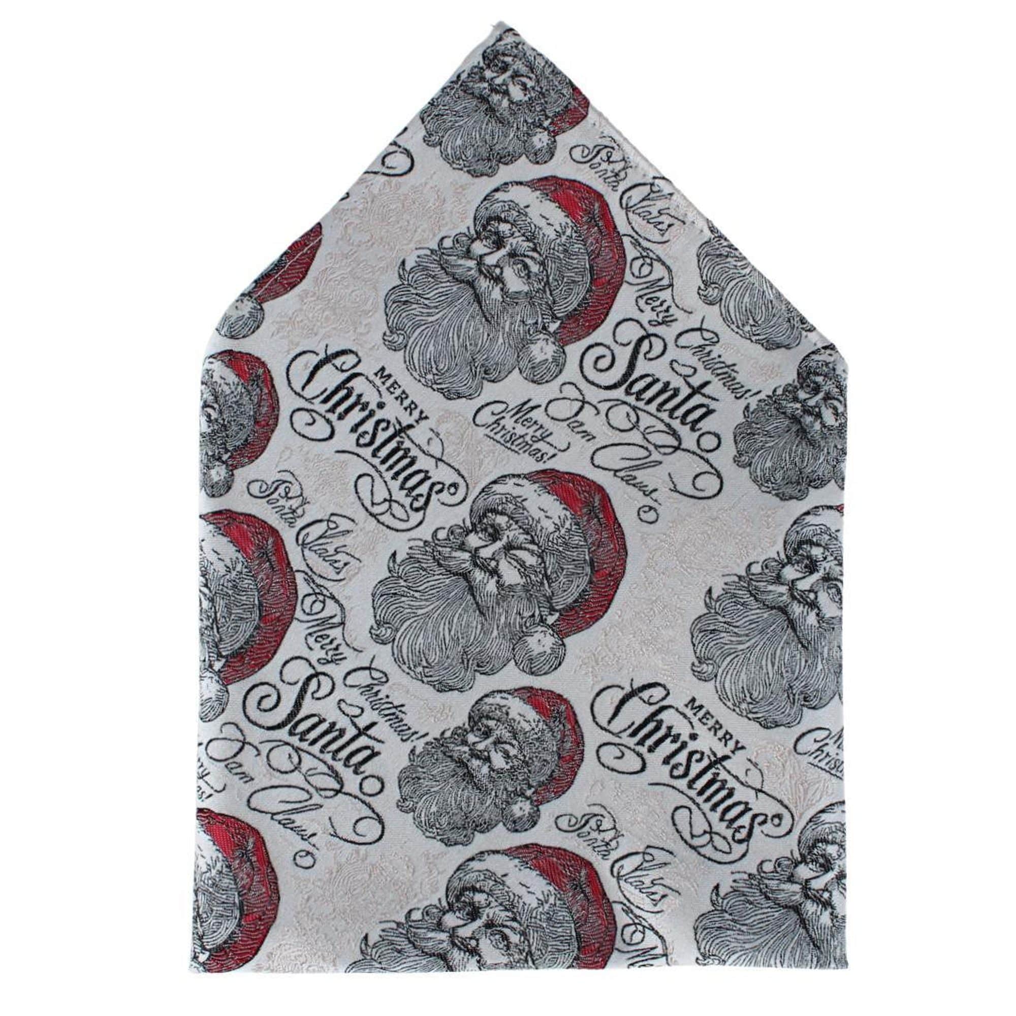 Santa Claus Is Watching Silk Tie and Pocket Square Bundle - Cream