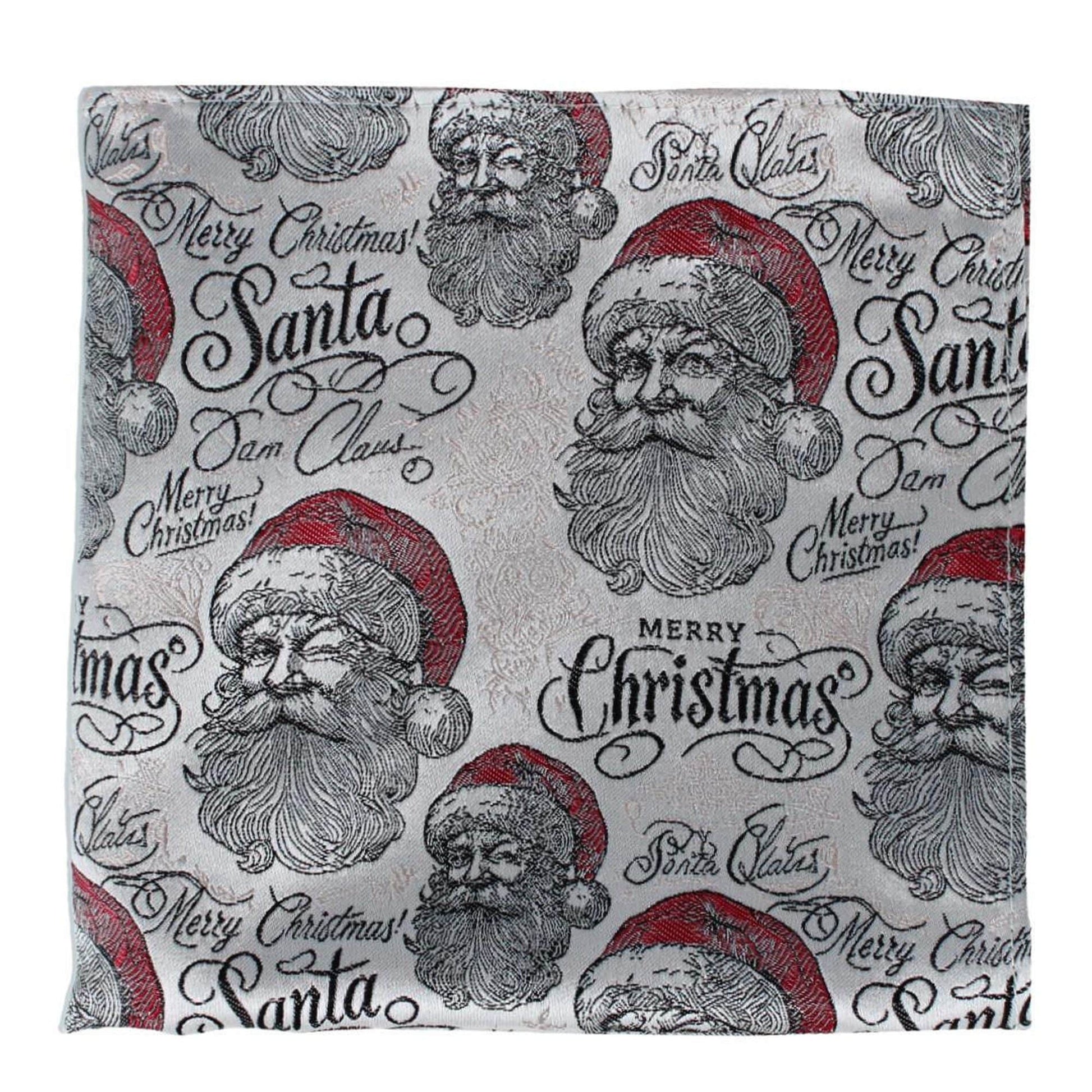 Santa Claus Is Watching Silk Tie and Pocket Square Bundle - Cream