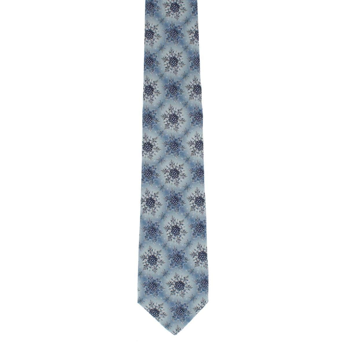 Clarence The Classy Snowflake Silk Holiday Necktie - Light Blue