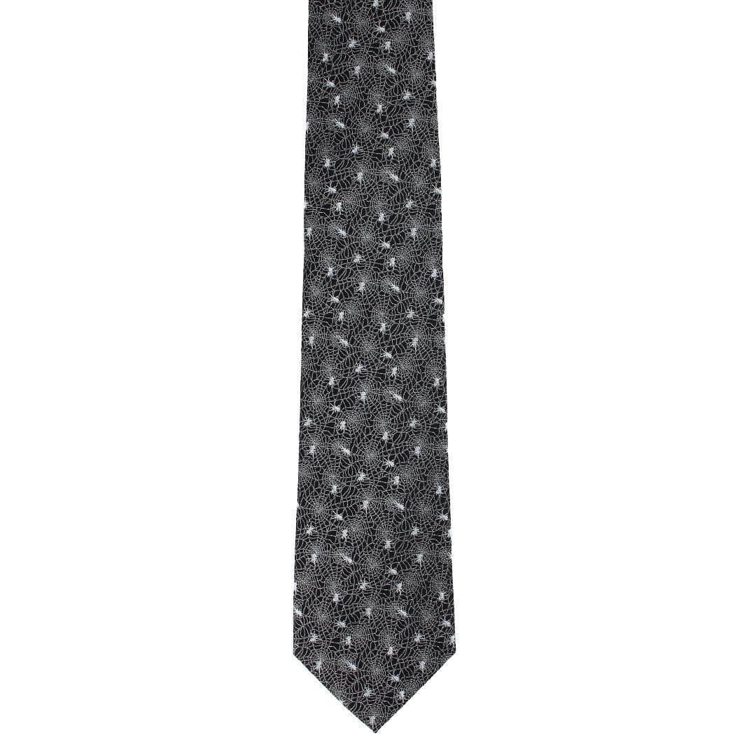 Venom Spider Web Motif Novelty Silk Necktie - Black