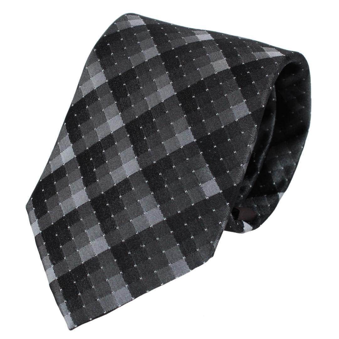 Falcon Grey and Silver Micro Square Business Silk Necktie