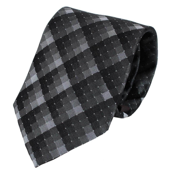Falcon Grey and Silver Micro Square Business Silk Necktie