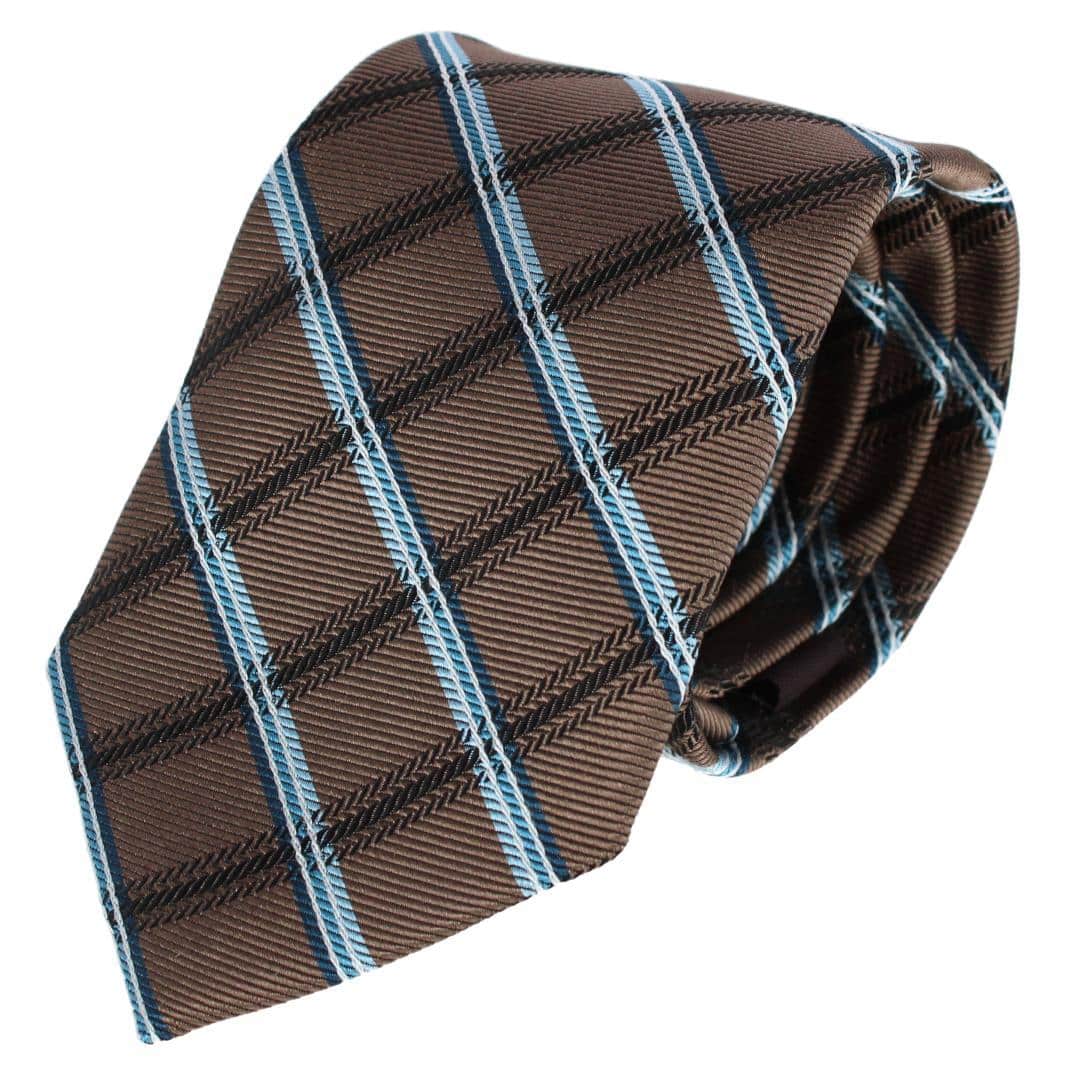 Norbert Square Patterned Business Silk Necktie - Brown