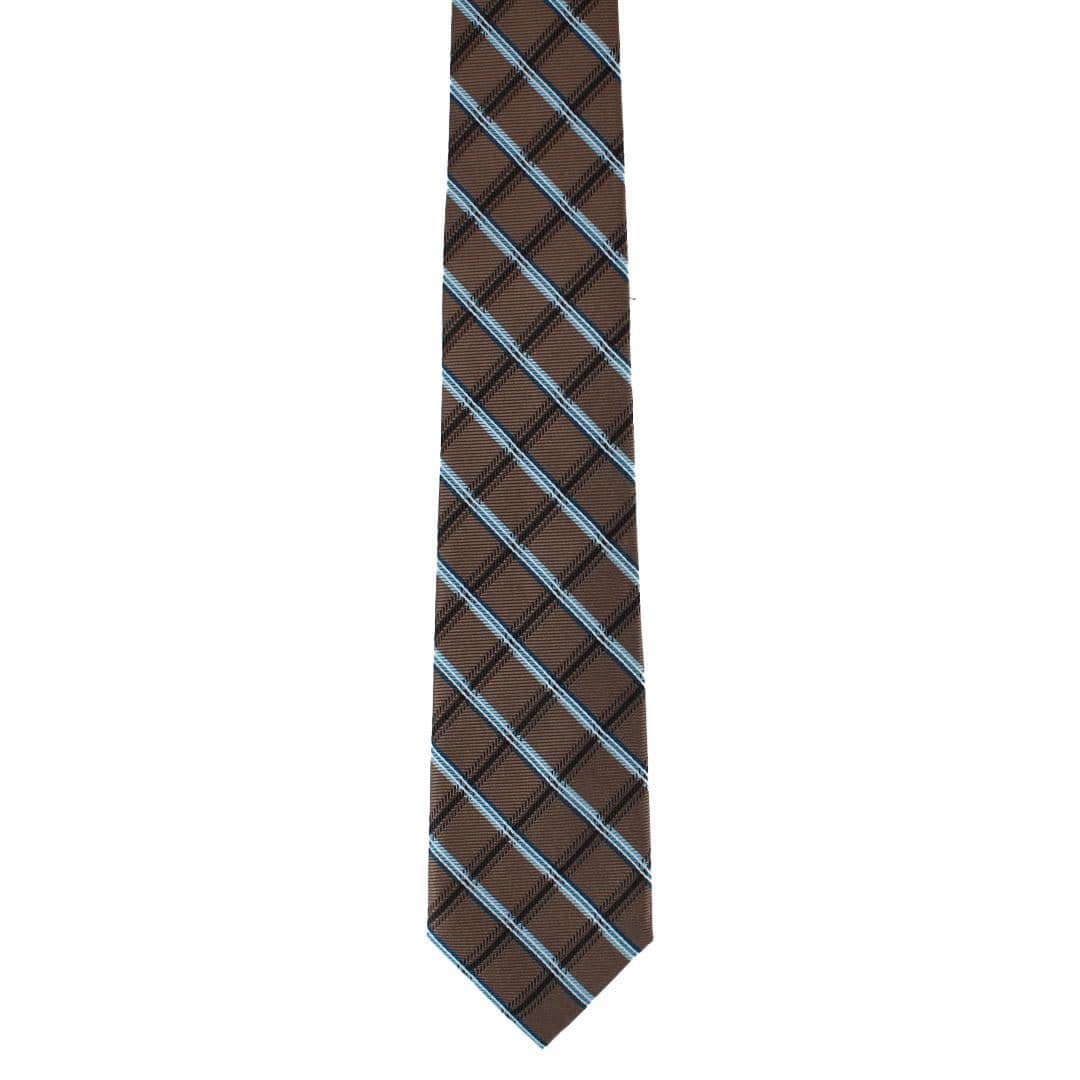 Norbert Square Patterned Business Silk Necktie - Brown