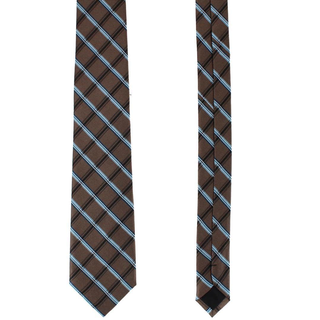 Norbert Square Patterned Business Silk Necktie - Brown