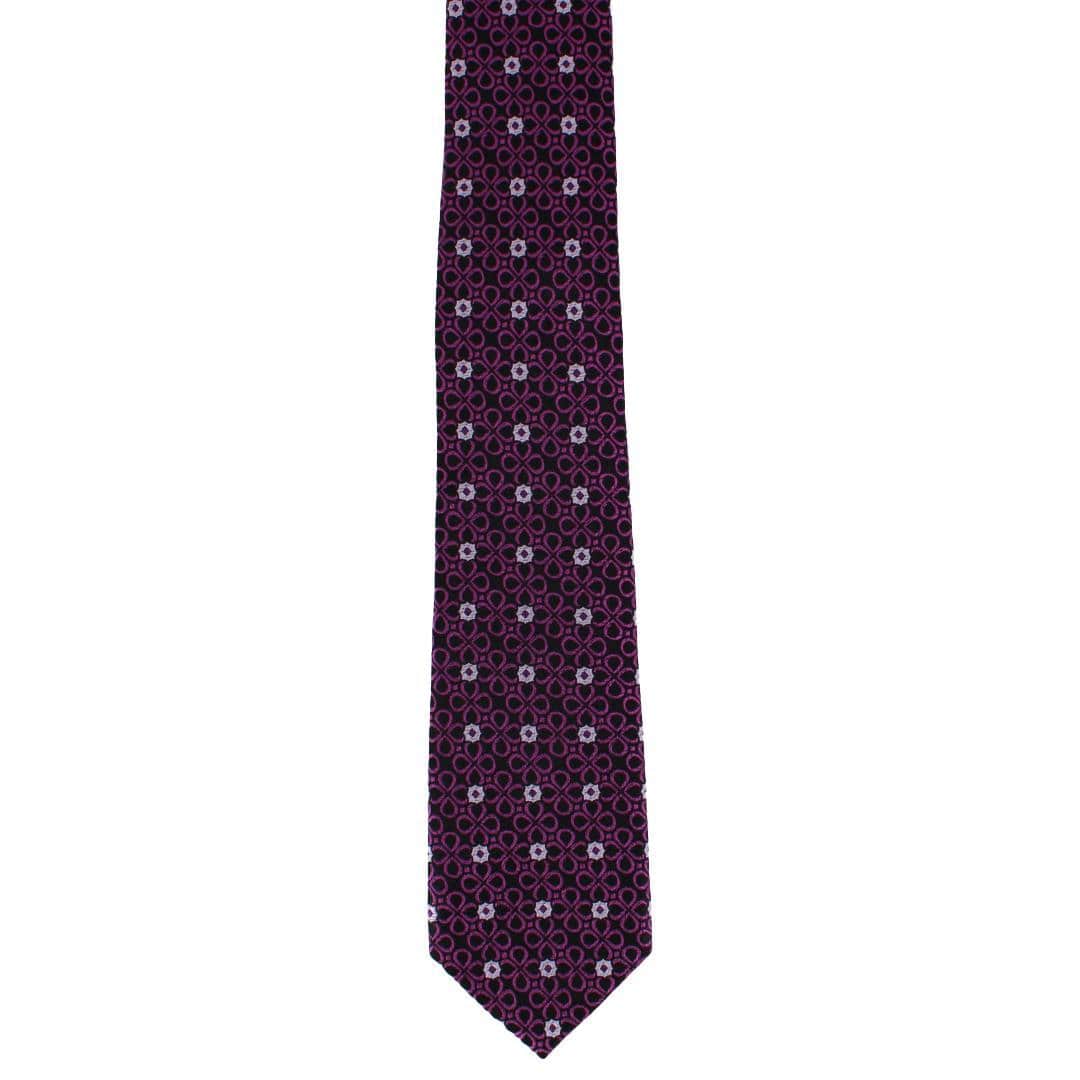 Basil Bubble Floral Business Novelty Silk Necktie - Purple