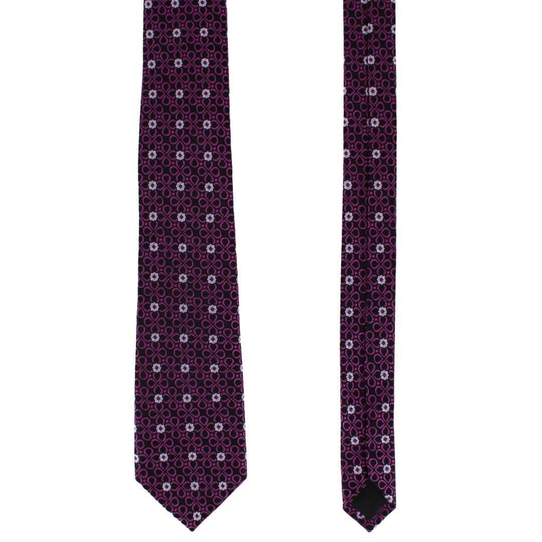 Basil Bubble Floral Business Novelty Silk Necktie - Purple