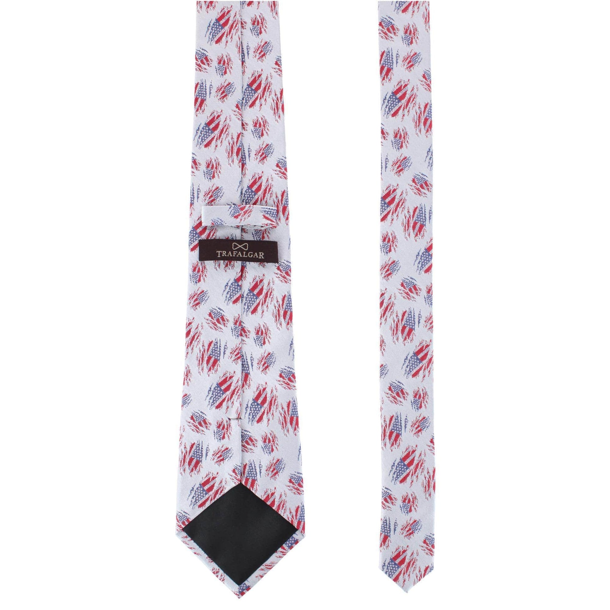 Stars & Stripes Secret Silver Silk Novelty Necktie - Silver