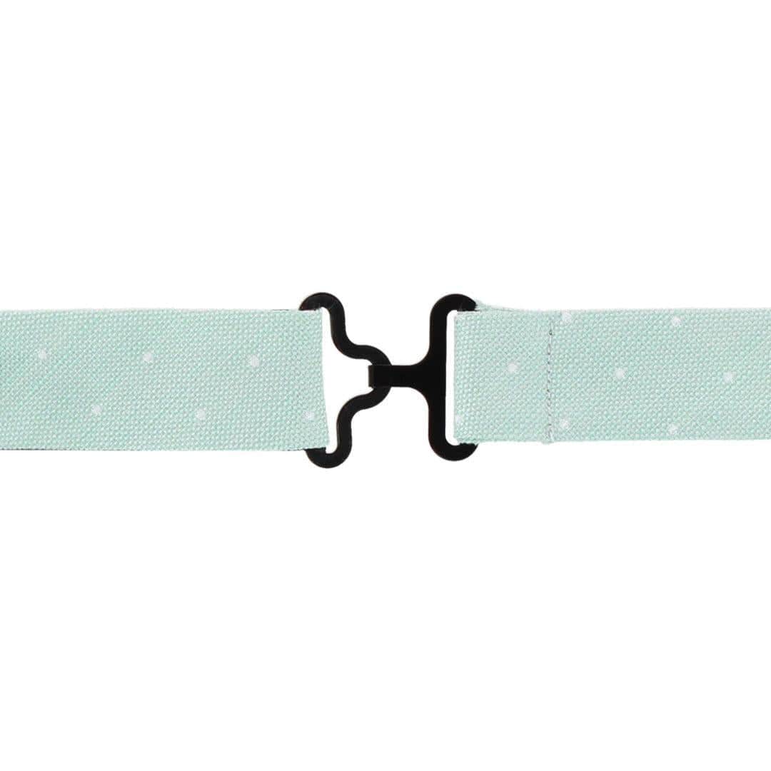 Churchill Chambray Polka Dot Linen Blend Bow Tie - Light Green with Polka Dots