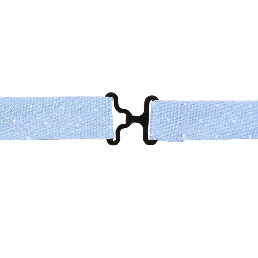 Churchill Chambray Polka Dot Linen Blend Bow Tie - Light Blue with Polka Dots