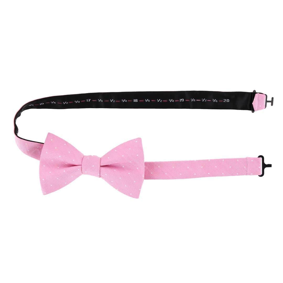 Churchill Chambray Polka Dot Linen Blend Bow Tie - Light Pink with Polka Dots